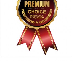 Luxury golden badge with red ribbon vector 08