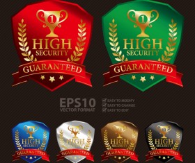 Medals shield laurel wreath vector labels vector 03