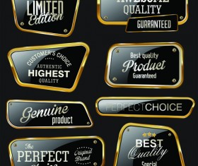 Metal golden labels textured vector 01
