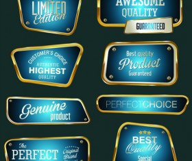 Metal golden labels textured vector 02