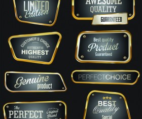 Metal golden labels textured vector 03