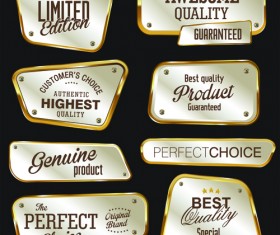 Metal golden labels textured vector 04
