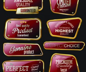 Metal golden labels textured vector 05