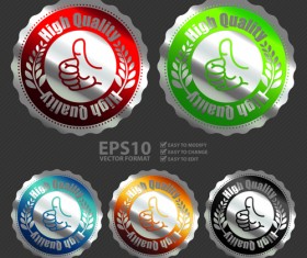 Metal textured commercial sticker labels vector 04