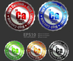 Metal textured commercial sticker labels vector 05