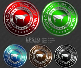 Metal textured commercial sticker labels vector 06