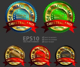 Metal textured commercial sticker labels vector 08