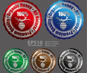 Metal textured commercial sticker labels vector 09