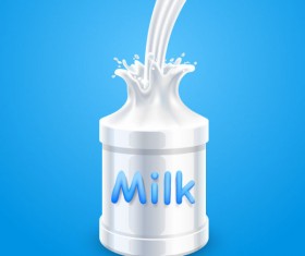 Milk and milk bottles vector material