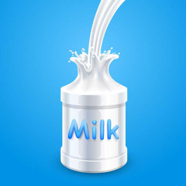 Milk and milk bottles vector material