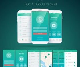 Mobile social app interface design vector 02