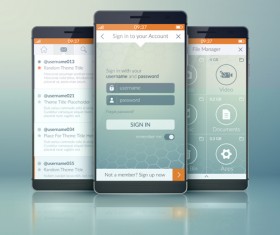 Mobile social app interface design vector 03
