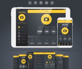 Mobile social app interface design vector 04