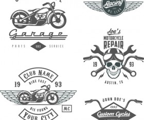 Motorcycle logos creative retro vectors 01