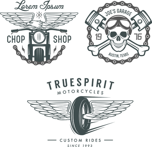 Motorcycle logos creative retro vectors 02