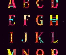 Multicolor shiny alphabet vectors set