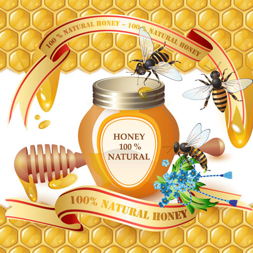 Natural honey creative poster vecor 01