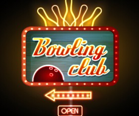 Neon advertising sign vectors material 02