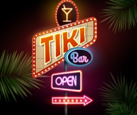 Neon advertising sign vectors material 15