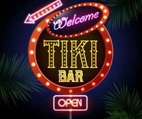 Neon advertising sign vectors material 16