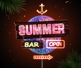 Neon advertising sign vectors material 20