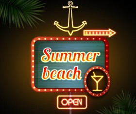 Neon advertising sign vectors material 21