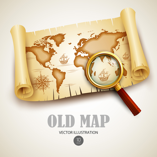 Old treasure map vector design graphics 01