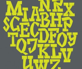 Origami alphabet yellow vector material
