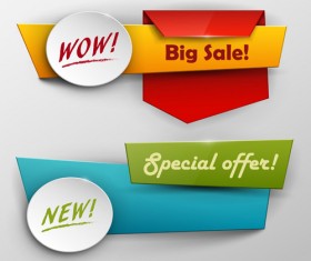 Origami colored banners colored vectors 03