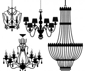 Ornate chandelier vector silhouette set 02