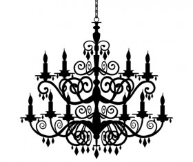 Ornate chandelier vector silhouette set 03