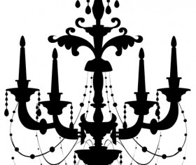 Ornate chandelier vector silhouette set 08