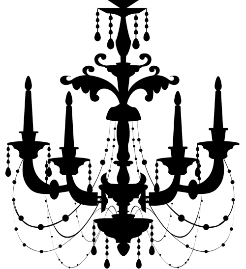 Ornate chandelier vector silhouette set 08