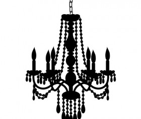 Ornate chandelier vector silhouette set 09