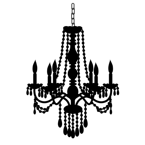 Ornate chandelier vector silhouette set 09