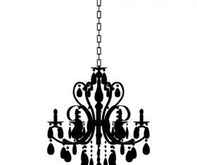 Ornate chandelier vector silhouette set 11