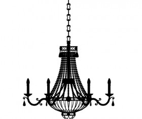 Ornate chandelier vector silhouette set 12