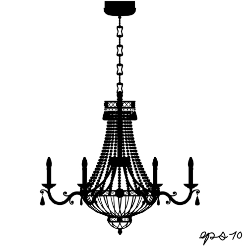 Ornate chandelier vector silhouette set 12