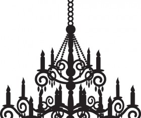 Ornate chandelier vector silhouette set 14