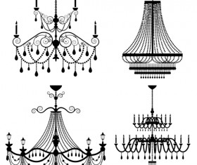 Ornate chandelier vector silhouette set 15