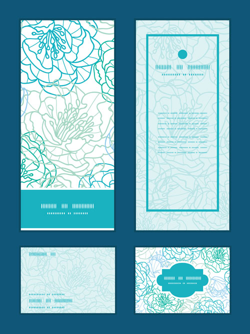 Ornate floral banners with cards vector 02