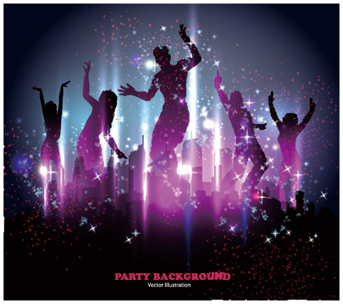 People silhouettes and party backgrounds vector 01