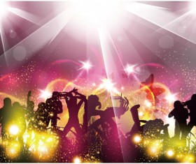People silhouettes and party backgrounds vector 02