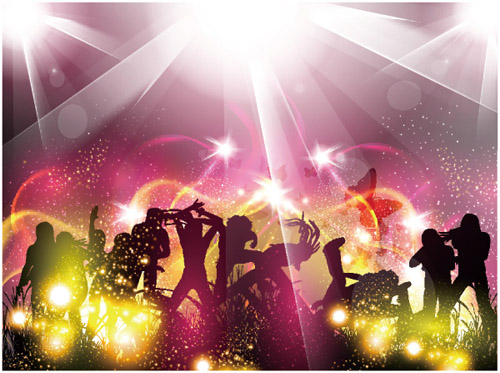 People silhouettes and party backgrounds vector 02