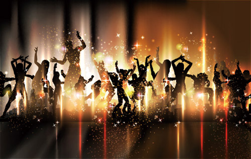 People silhouettes and party backgrounds vector 05