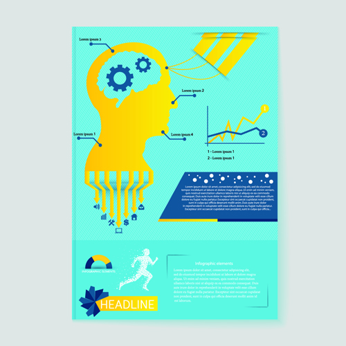 People with infographic flyer cover vector