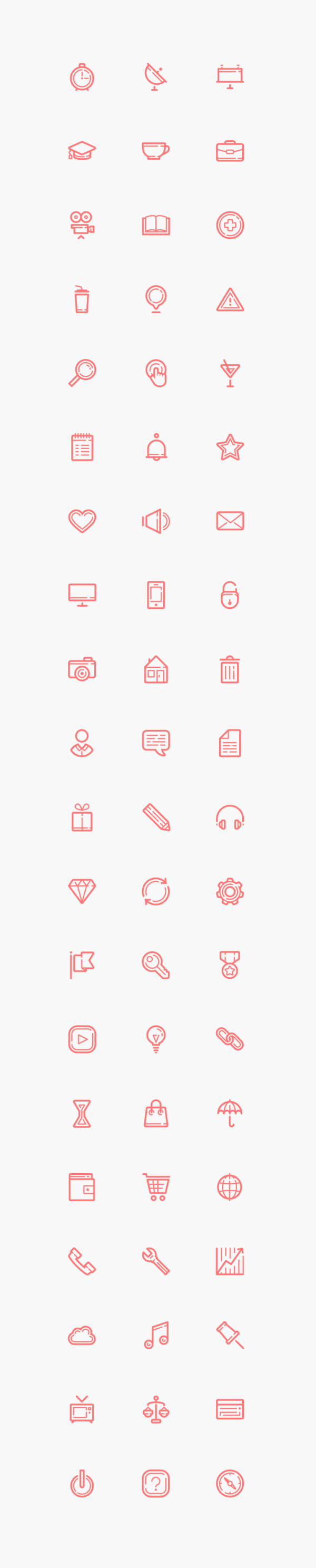 Pink outline app icons psd