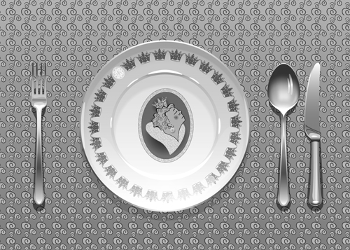 Realistic plates and cutlery vector set 01