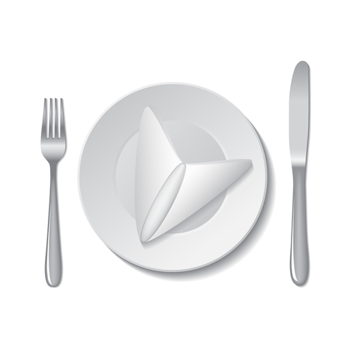 Realistic plates and cutlery vector set 05