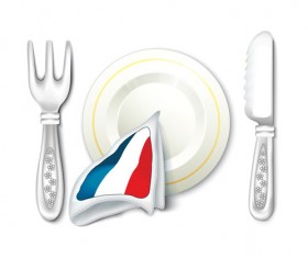Realistic plates and cutlery vector set 09